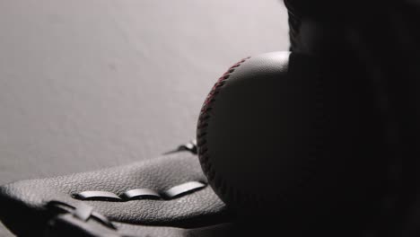 Monochromatic-Close-Up-Studio-Baseball-Still-Life-With-Bat-Ball-And-Catchers-Mitt-1